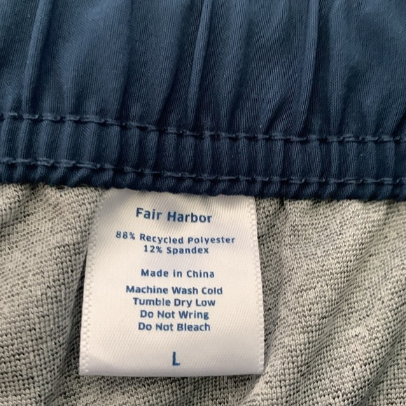 FAIR HARBOR Men's Blue Retro Stripe Lined 8" Swim Shorts Size Large - Picture 6 of 10